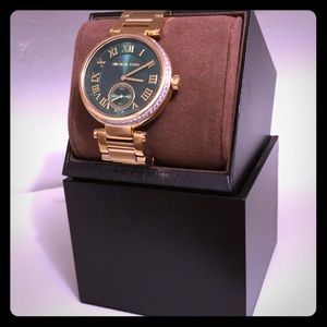 Michael Kors Skylar Emerald Crystal Gold Watch